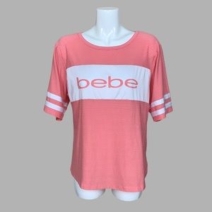 bebe Sport Pink/Melon Mesh Athletic Performance Shirt